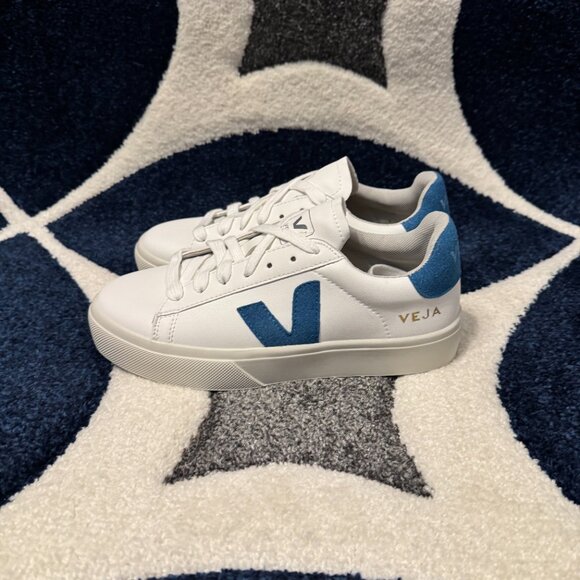 Veja Campo Chromefree Leather Blue Suede Womens Size 6.5 - Picture 3 of 6